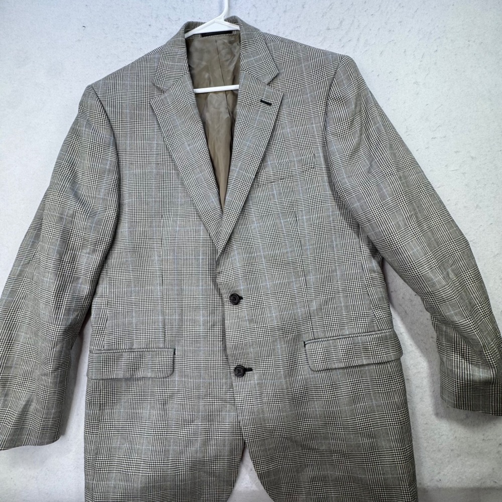 Lauren Ralph Lauren Sport Coat Mens 42L Tan Plaid Silk Wool Blazer Glen Check